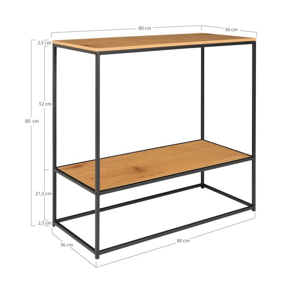 Konzolový stolík s doskou v dubovom dekore v prírodnej farbe 80x36 cm Vita – House Nordic-image-4