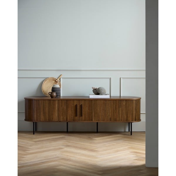 Hnedý TV stolík v dekore duba 180x56x45 cm Nola – Unique Furniture-image-1