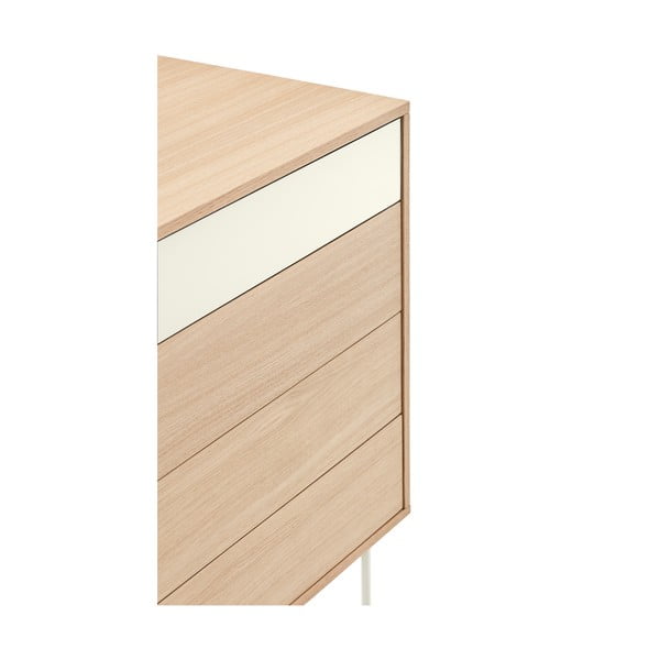Krémovobiela komoda v dubovom dekore so zásuvkami Teulat Yoko-image-4