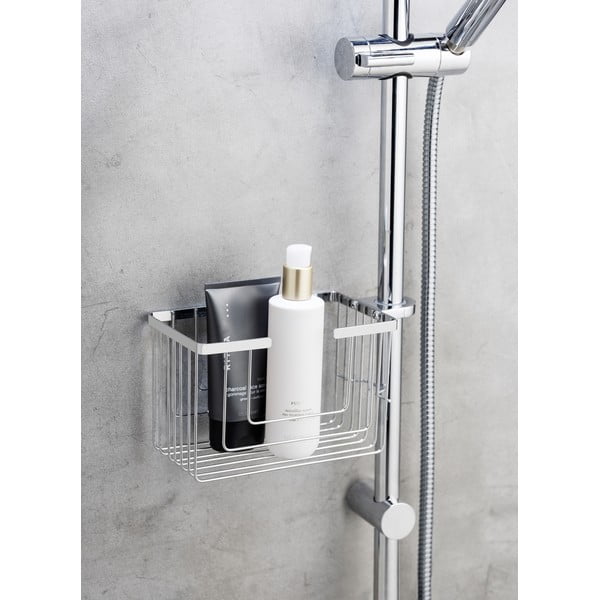 Kúpeľňová polička bez vŕtania z nehrdzavejúcej ocele v lesklej striebornej farbe Valognes – Wenko-image-1