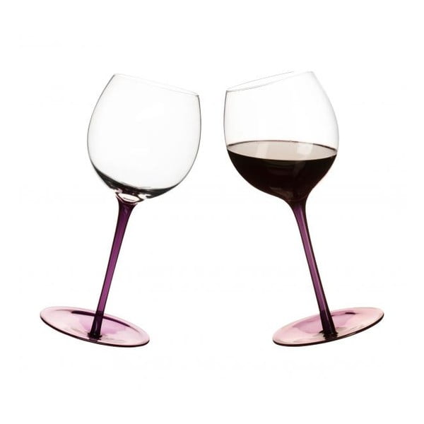 Sada 2 fialových pohárov na víno s oblým dnom Sagaform