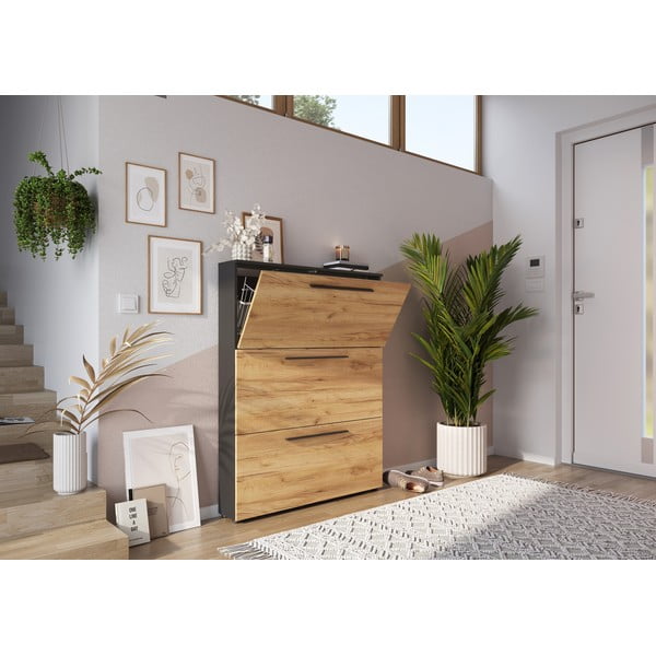 Tmavosivá výklopná skrinka na topánky v dekore duba Wildomar - Germania-image-4