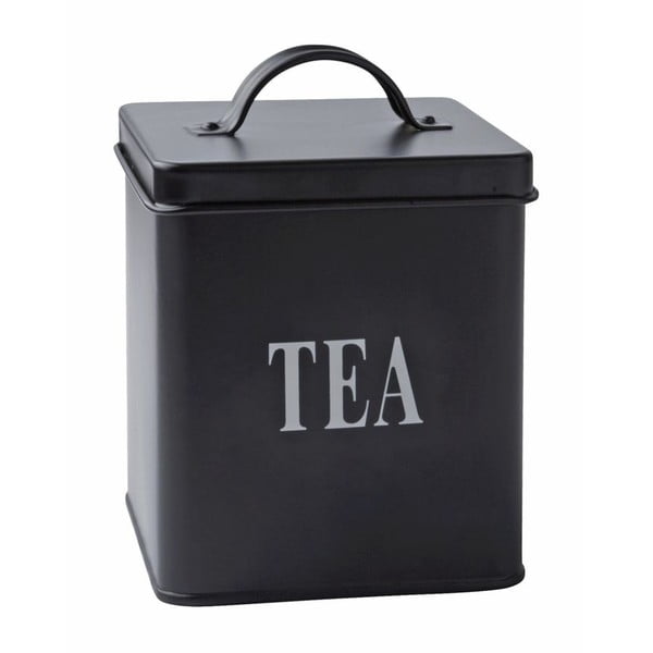 Čierna plechová dóza KJ Collection Tea, 1,5 l