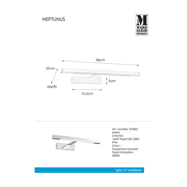 LED nástenné svietidlo v striebornej farbe (dĺžka 38 cm) Neptunus - Markslöjd-image-2