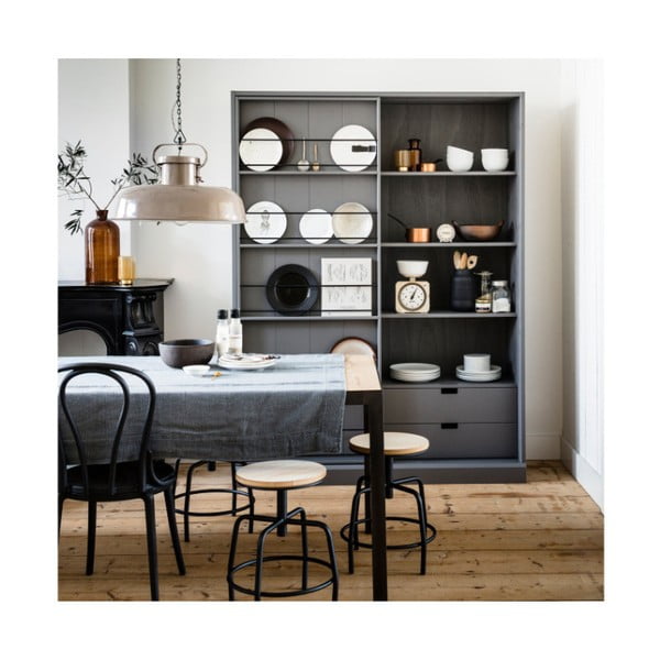 Čierno-biela kovová stolička WOOOD-image-1