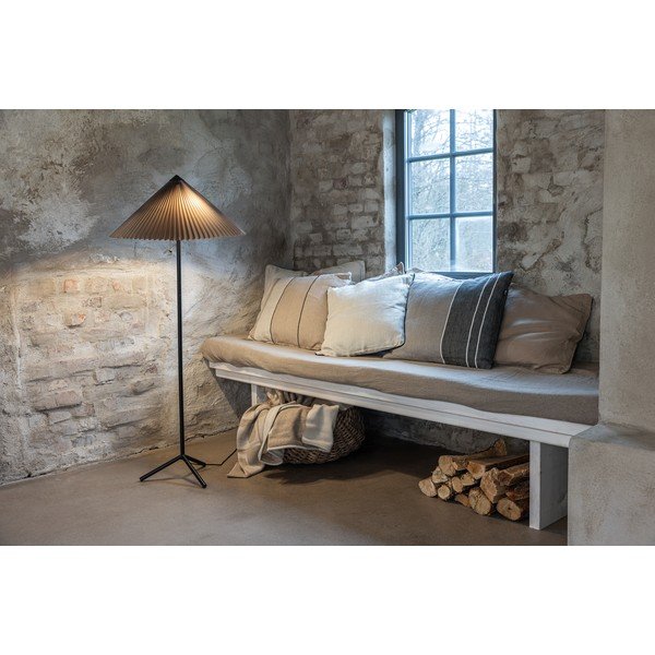 Čierno-sivá stojacia lampa s textilným tienidlom (výška 140 cm) Plisado – Markslöjd-image-2