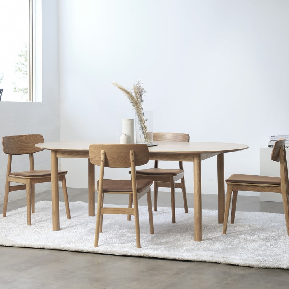 E-shop Koňakovohnedá/v prírodnej farbe jedálenská stolička z imitácie kože Livo – Unique Furniture
