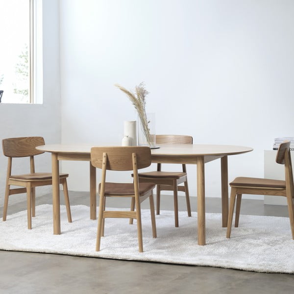 Koňakovohnedá/v prírodnej farbe jedálenská stolička z imitácie kože Livo – Unique Furniture-image-1
