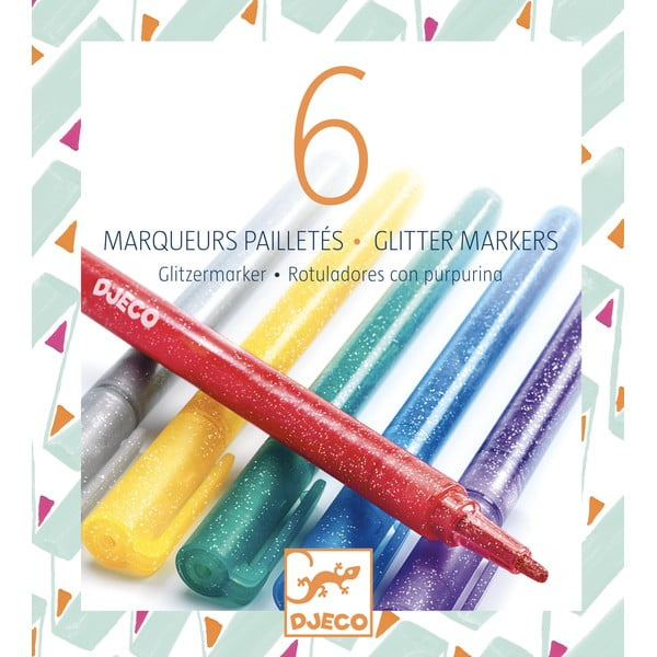Súprava 6 trblietavých fixiek Djeco Glitter-image-1
