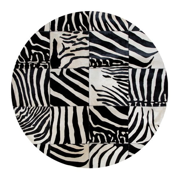 Kožený koberec s motívom zebry Pipsa Trionom, ⌀ 150 cm
