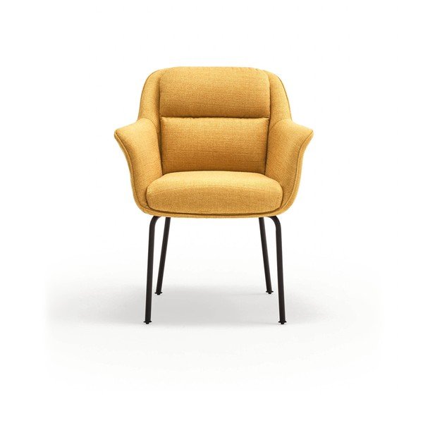 Čalúnené jedálenské kreslo s podrúčkami v horčicovej farbe Sadira – Teulat-image-2