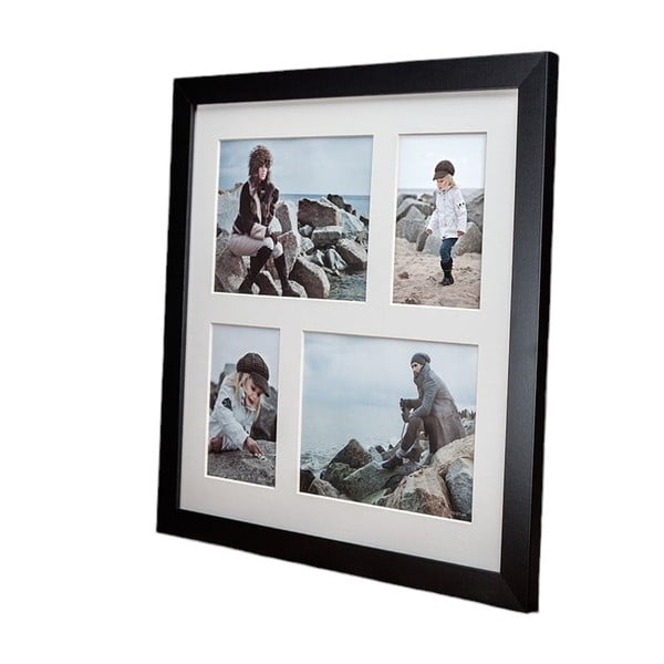 Čierny rámik na 4 fotografie Styler Narvik, 39 × 39 cm