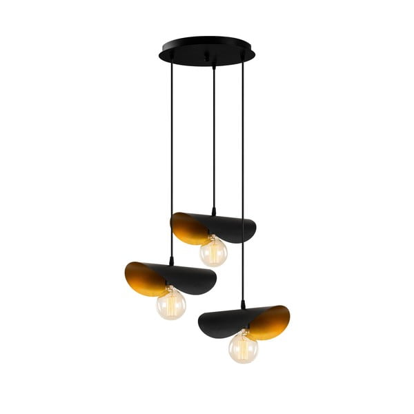Závesné svietidlo v čiernej a zlatej farbe s kovovým tienidlom ø 45 cm Sivani – Opviq lights