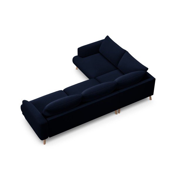 Tmavomodrá zamatová rohová pohovka (ľavý roh/do L) Naomi – Micadoni -image-3