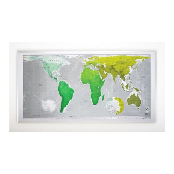 Magnetická mapa sveta Huge Future Map, 196 × 100 cm, zelená