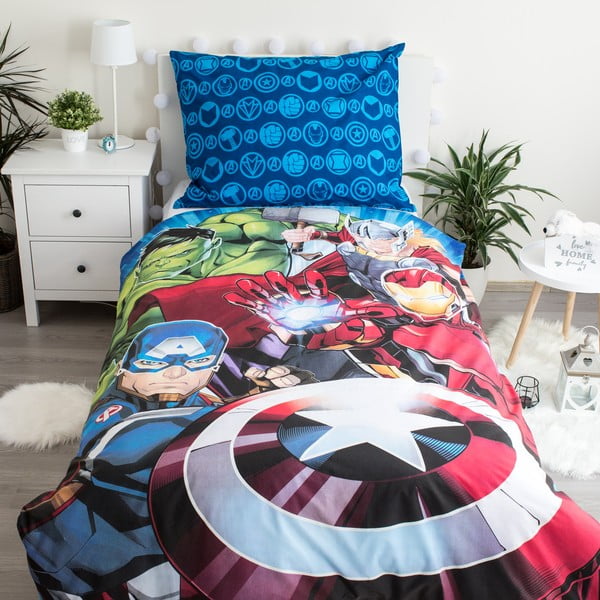 Bavlnené detské obliečky na jednolôžko so svietiacim efektom 140x200 cm Avengers – Jerry Fabrics-image-1