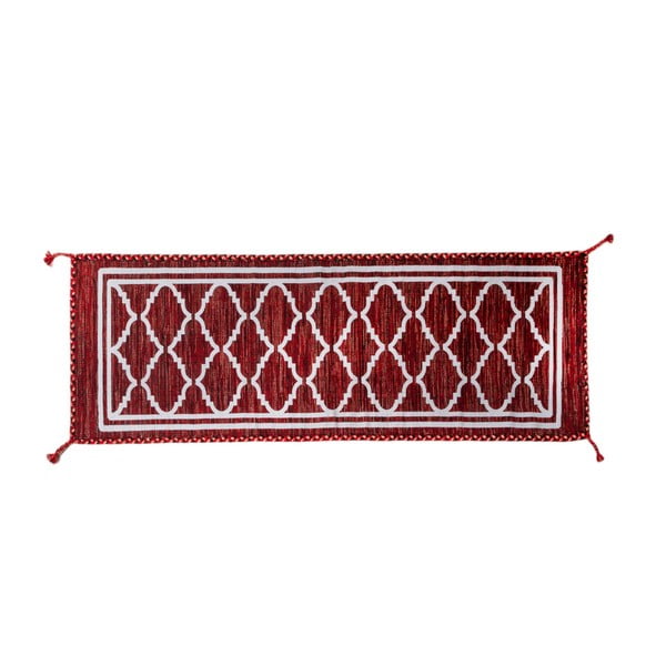 Tmavočervený ručne tkaný behúň Navaei & Co Kilim Ethnic 105, 180 x 60 cm