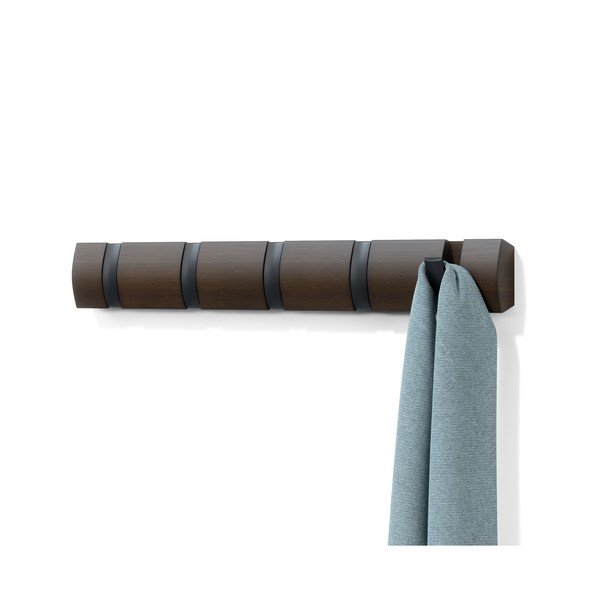 Tmavohnedý nástenný vešiak z topoľového dreva Flip – Umbra-image-4