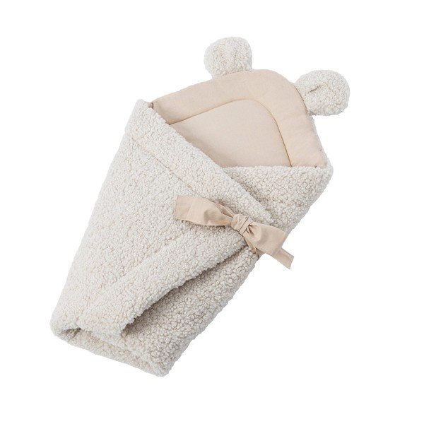 Krémová detská zavinovačka s baránkom 35x65 cm – Meowbaby-image-2