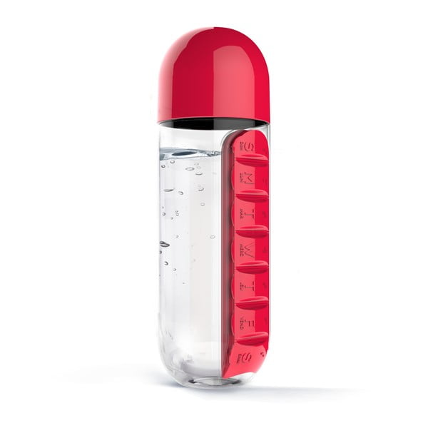 Fľaša so zásobníkom na lieky In Style Red, 600 ml
