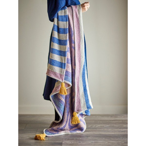 Modrá deka s prímesou bavlny 130x160 cm Arlie – Bloomingville-image-2