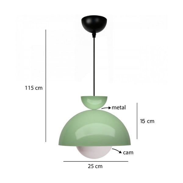 Zelené závesné svietidlo s kovovým tienidlom ø 25 cm Arta – Opviq lights-image-2