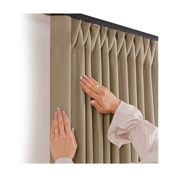 Béžový zamatový dimout záves 265x175 cm Velto – Filumi-image-2