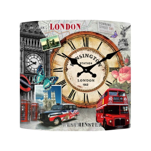 Sklenené hodiny Londýn, 34x34 cm