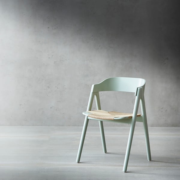 Svetlozelená jedálenská stolička z bukového dreva s ratanovým sedákom Findahl by Hammel Mette-image-1