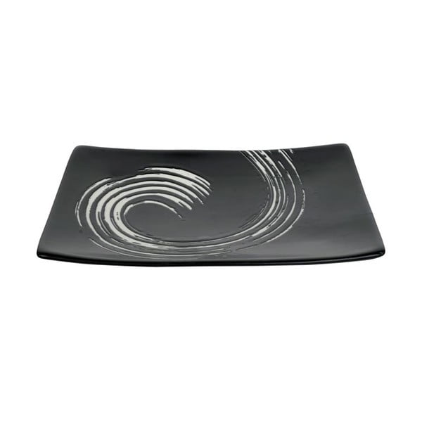 Čierny obdĺžnikový tanier Tokyo Design Studio Maru, 20,5 × 14 cm