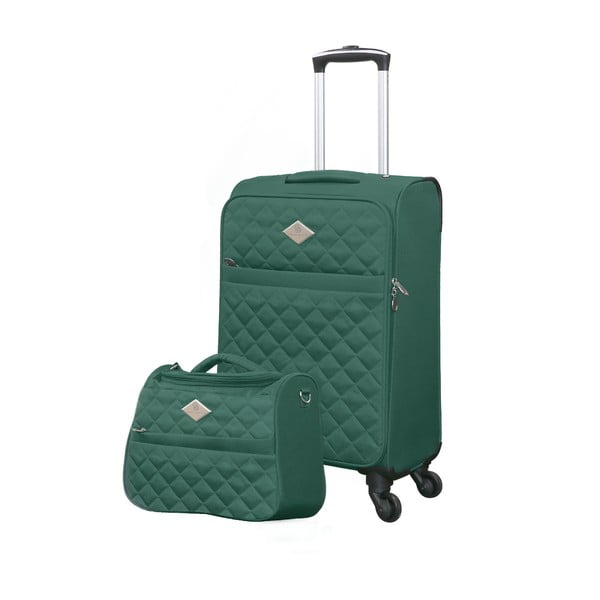Set zeleného cestovného kufra na kolieskach a menšieho kufríka GERARD PASQUIER Valises Cabine & Unity Case