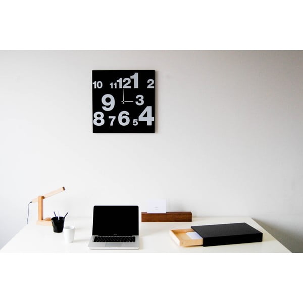 Nástenné hodiny dESIGNoBJECT.it Number Line Black, 50 x 50 cm-image-1