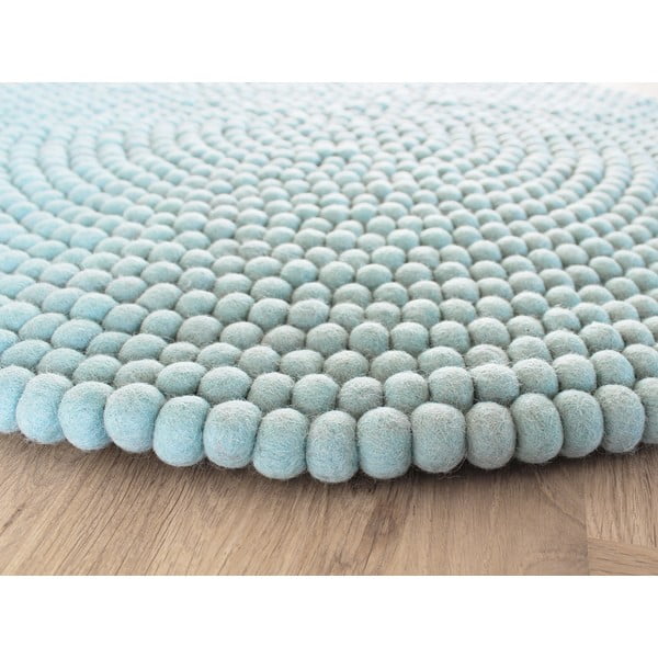 Pastelovomodrý guľôčkový vlnený koberec Wooldot Ball rugs, ⌀ 90 cm