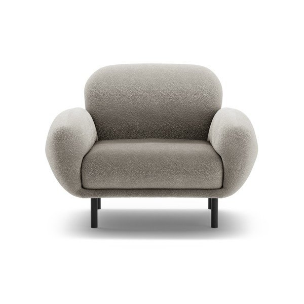 Sivé kreslo z textílie buklé Poppy – Micadoni -image-1