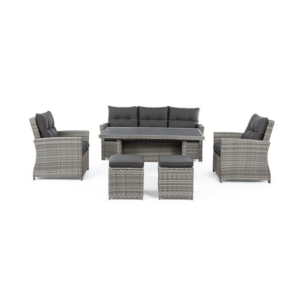 Sivá záhradná lounge súprava z umelého ratanu pre 6 Ariel – Bizzotto