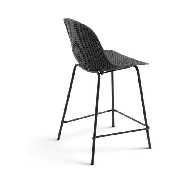 Tmavosivá kovovo-plastová záhradná barová stolička Quinby – Kave Home-image-3