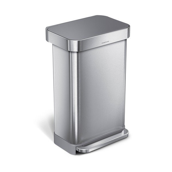 Pedálový oceľový odpadkový kôš v striebornej farbe 45 l – simplehuman