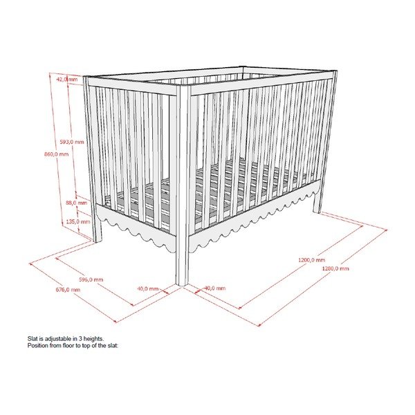 Béžová postieľka z borovicového dreva s nastaviteľnou výškou 60x120 cm Swingo – Vipack-image-3