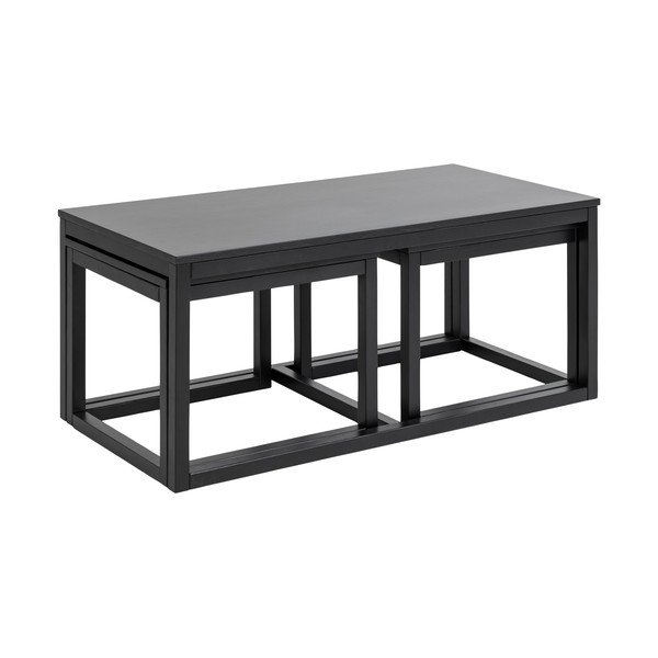 Čierne konferenčné stolíky s doskou v dubovom dekore v súprave 3 ks 60x120 cm Cornus – Actona-image-4