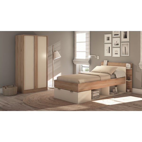 Šatníková skriňa v dekore duba v krémovo-prírodnej farbe 90x180x53 cm Dennis – Marckeric-image-1