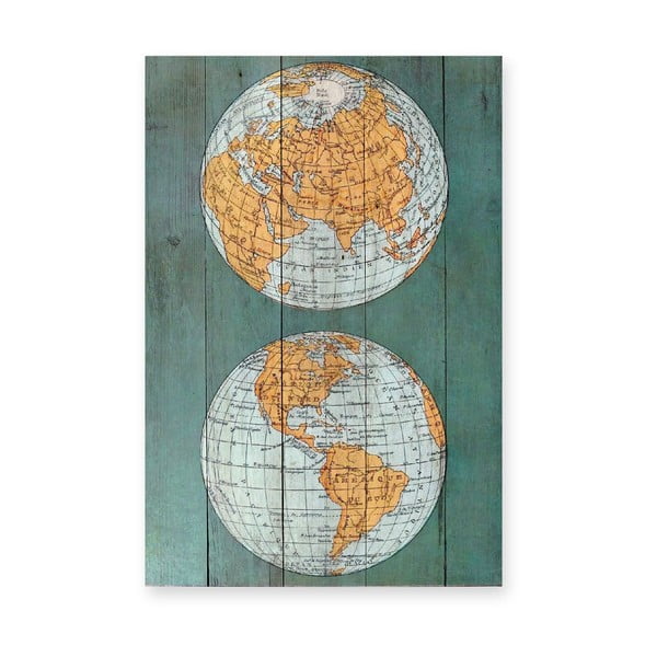 Drevená nástenná dekoratívna ceduľa Surdic Tabla The World, 40 × 60 cm