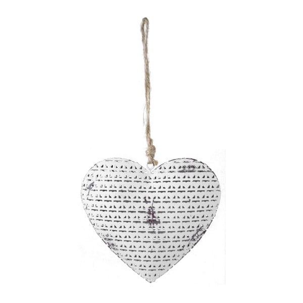Biele závesné srdce z kovu Ego dekor Heart, výška 10 cm