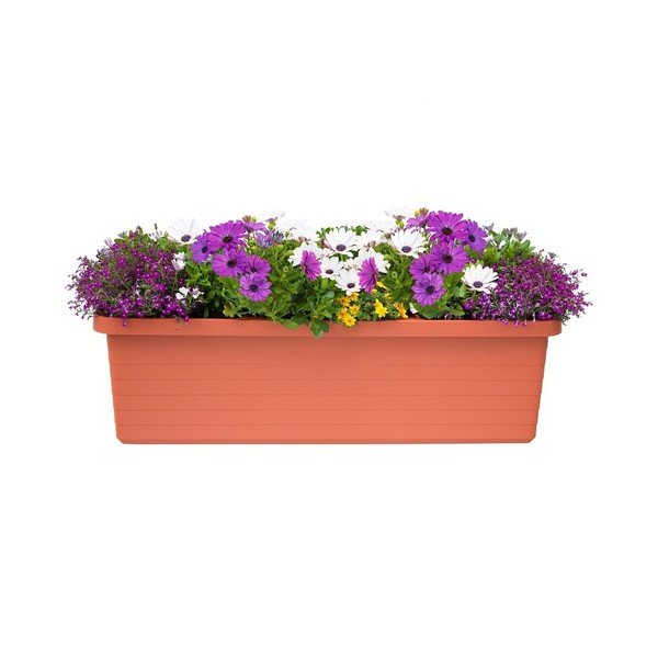 Veľkoobjemový samozavlažovací kvetináč vo farbe terakoty Plastia Berberis TRIO, 72 l-image-1