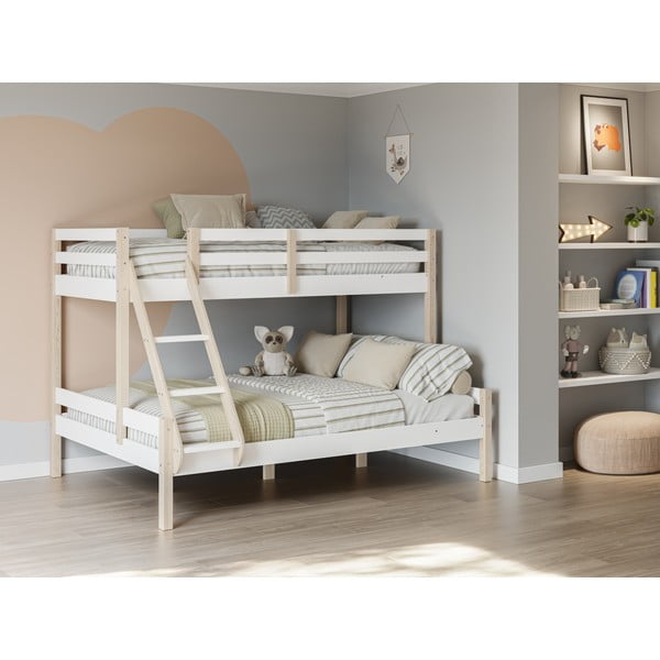 Biela poschodová detská posteľ z borovicového dreva 90x190/140x190 cm Livia – Marckeric-image-1