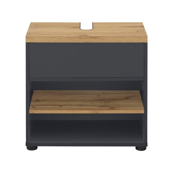 Antracitová skrinka pod umývadlo v dekore duba 60x57 cm Thessa – Støraa