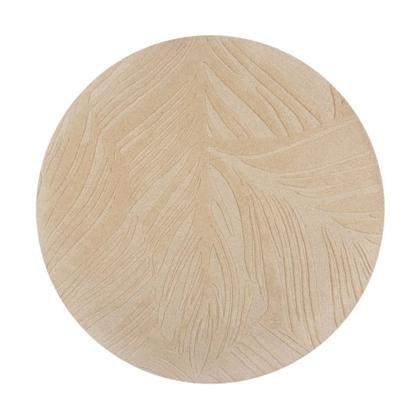 Béžový vlnený okrúhly koberec ø 160 cm Leaf - Flair Rugs