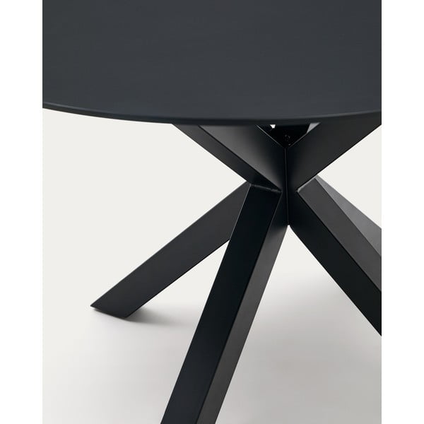 Čierny okrúhly jedálenský stôl so sklenenou doskou ø 150 cm Argo – Kave Home-image-2