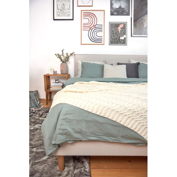 Mätovozelené obliečky na jednolôžko zo stonewashed bavlny Bonami Selection, 140 x 200 cm-image-4