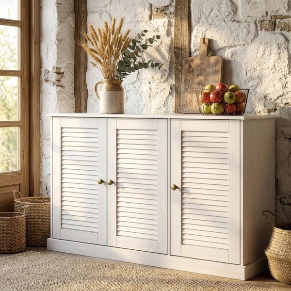 Biela komoda z borovicového dreva 125x80x38 cm Edith – Støraa-image-3