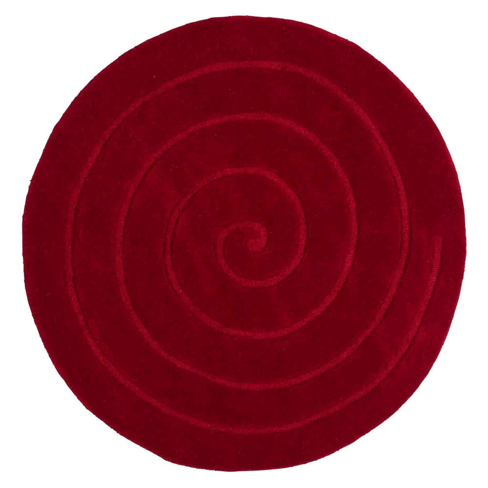 Rubínovočervený vlnený koberec Think Rugs Spiral, ⌀ 180 cm